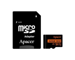 Apacer R100 MicroSDXC UHS-I U3 V30 A2 512GB Class-10 Memory Card with Adapter