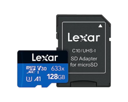 Lexar High-Performance 633x 128GB MicroSDXC UHS-I Memory Card with Adapter