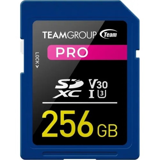 TEAM PRO 256GB SDXC UHS-I U3 V30 4K Memory Card