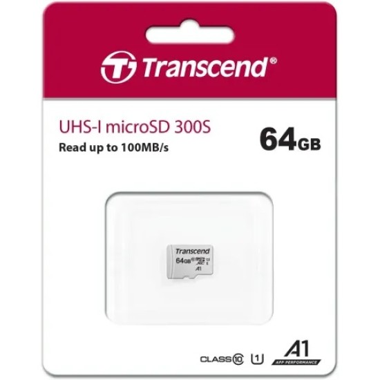 Transcend 64GB MicroSDXC/SDHC 300S Class 10 Memory Card (TS64GUSD300S)