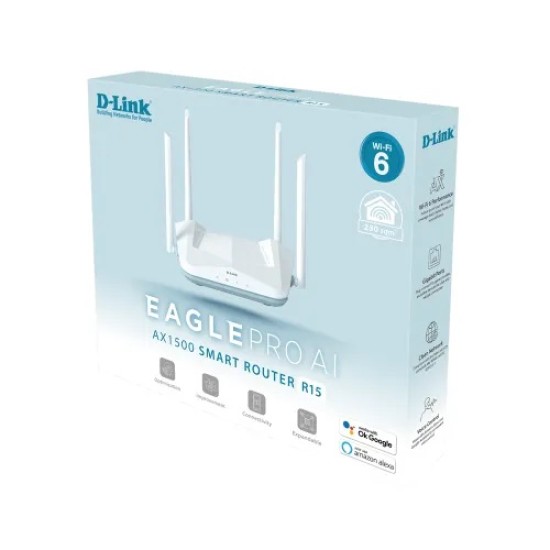 D-Link R15 AX1500 Wi-Fi 6 Eagle PRO AI Dual-Band Smart Router